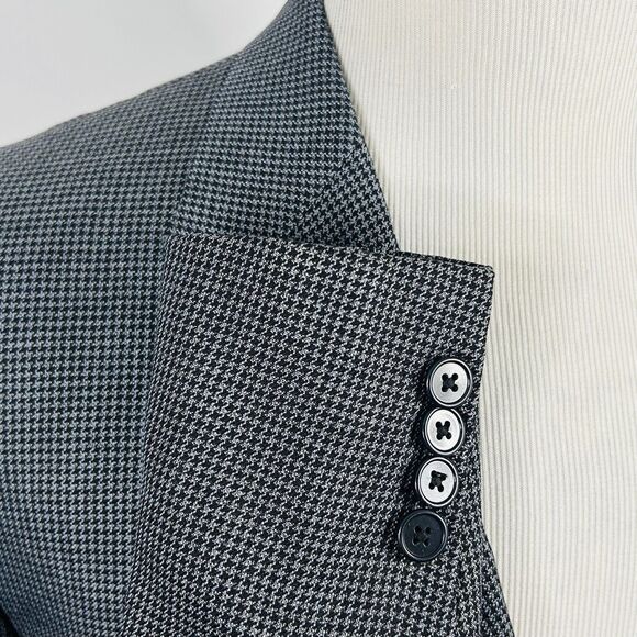 Joseph Abboud 44R Sport Coat Wool Silk Houndstooth Gray Blue Two Button - Picture 5 of 8
